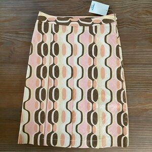 NWT Retro Geometric Pattern Pleated Skirt